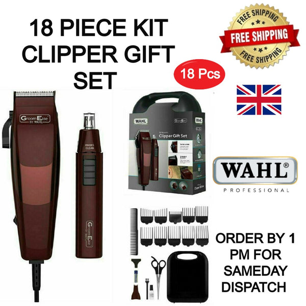 WAHL 79449 Complete Men's Hair Clippers 18 Piece GIFT SET - Maroon (Burgundy)