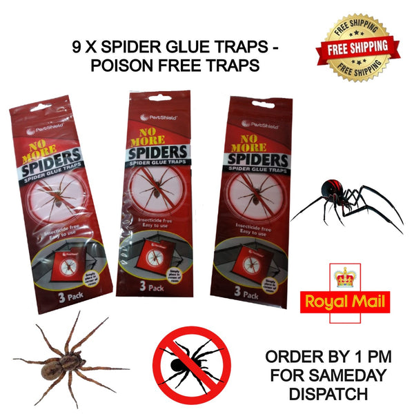 PESTSHIELD SPIDER/INSECTS GLUE TRAPS - 2 PACKS OF 3 EACH - POISON FREE-INSECTICIDE FREE