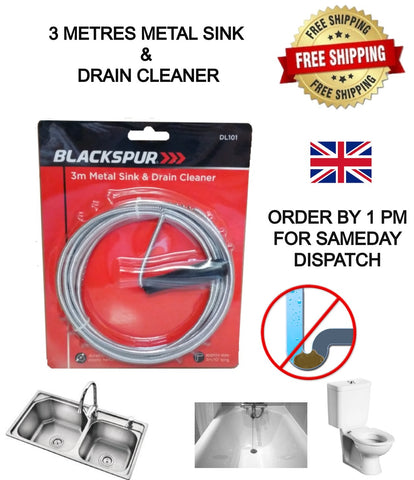 BLACKSPUR 3m Metal Sink & Drain Cleaner-SINK SERPENT-Hair & Clog Removal Tool