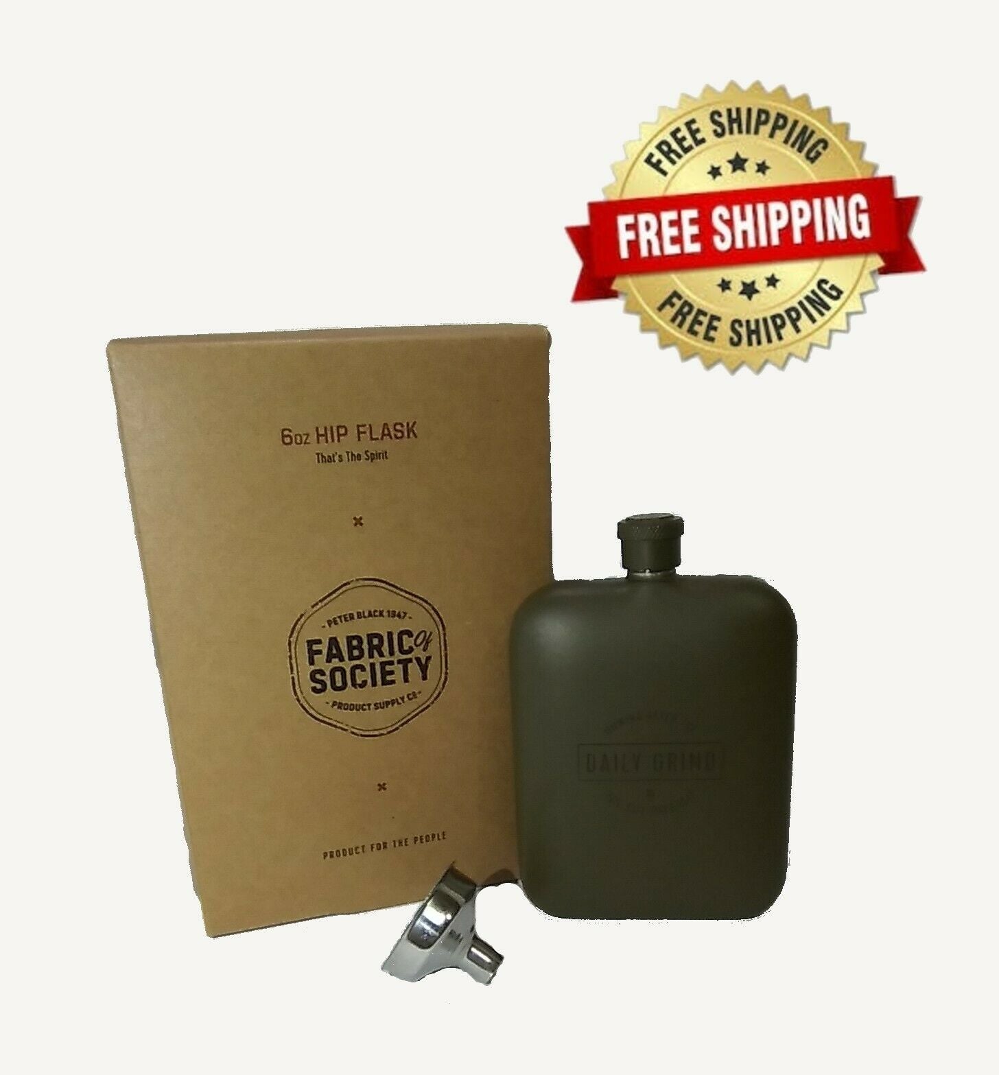 FABRIC OF SOCIETY -PETER BLACK 1947 PRODUCT SUPPLY Co- 6oz HIP FLASK