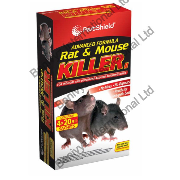 4 x 20g RAT AND MOUSE POISON BAIT KILLER - ADVANCED FORMULA - RODENTS CONTROL
