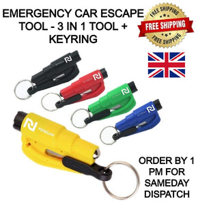 EMERGENCY CAR ESCAPE & RESCUE TOOL - 3 IN 1 TOOL GLASS SEATBELT HAMMER TOOL SET