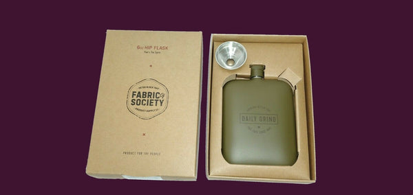 FABRIC OF SOCIETY -PETER BLACK 1947 PRODUCT SUPPLY Co- 6oz HIP FLASK