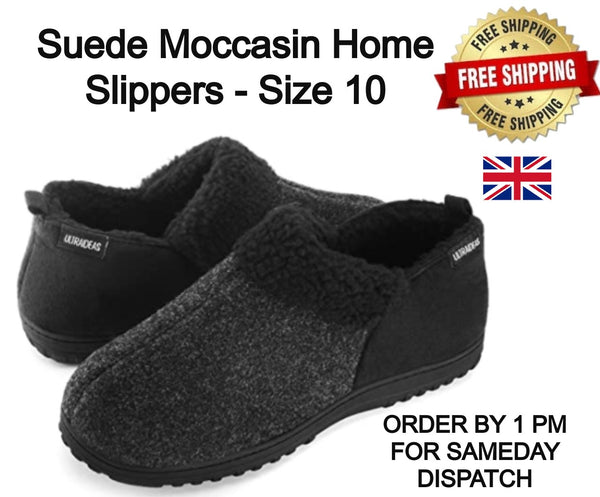 ULTRAIDEAS Cozy Moccasin Memory Foam Slippers - Fleece Lining - Wool-Like Blend - SIZE 10
